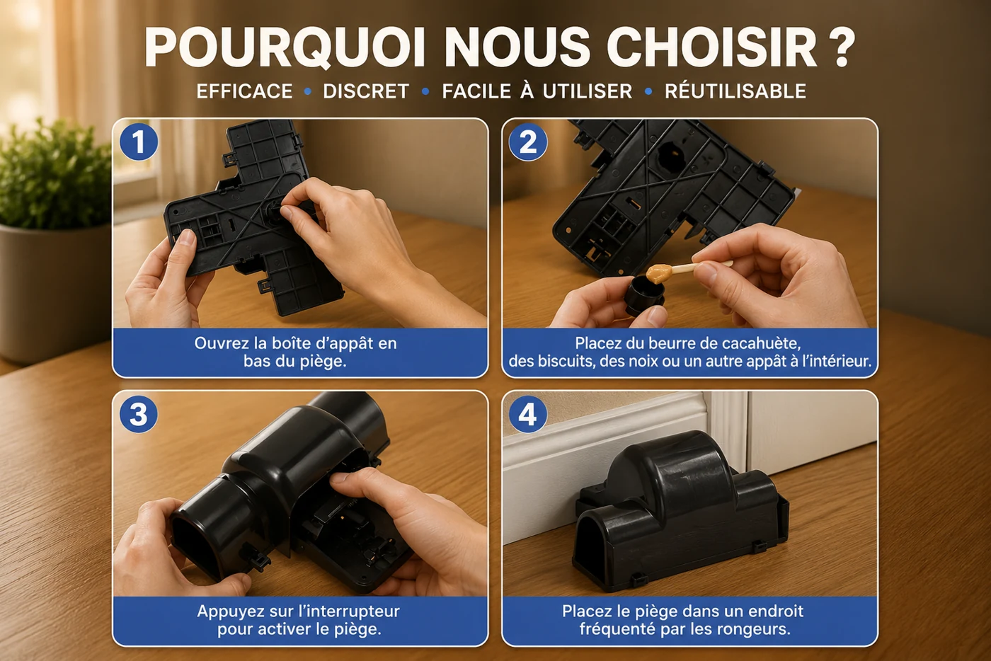 Mode d'emploi de la station de piégeage en 4 étapes