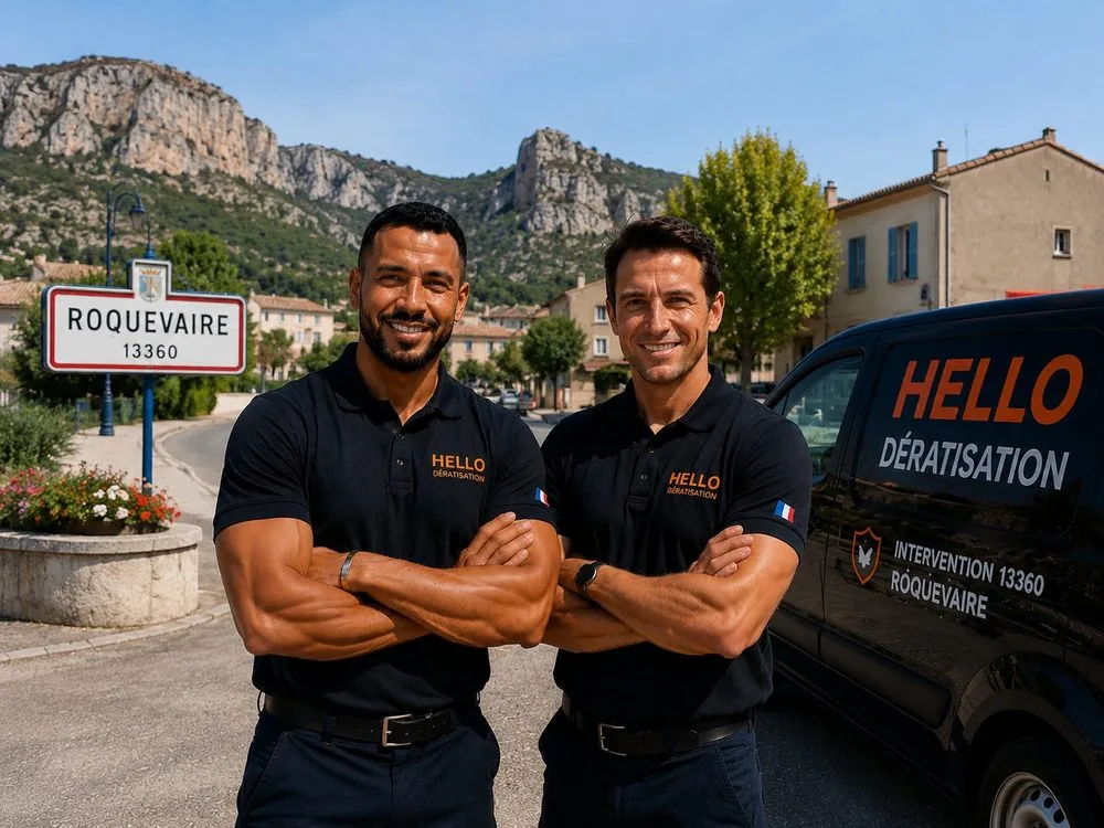 Medhi et Julien, fondateurs de Hello Dératisation, à Roquevaire — dératisation et nuisibles au village, à Lascours et le long de l'Huveaune (13360)