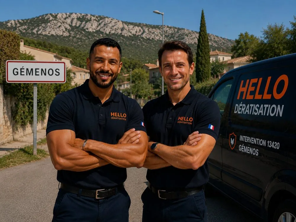 Medhi et Julien, fondateurs de Hello Dératisation, à Gémenos — dératisation et nuisibles au village, au parc de Saint-Pons et dans la zone industrielle de la Plaine de Jouques (13420)