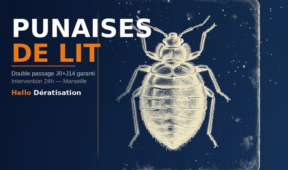 Punaises de lit à Marseille — Hello Dératisation, traitement double passage J0+J14 certifié Certibiocide