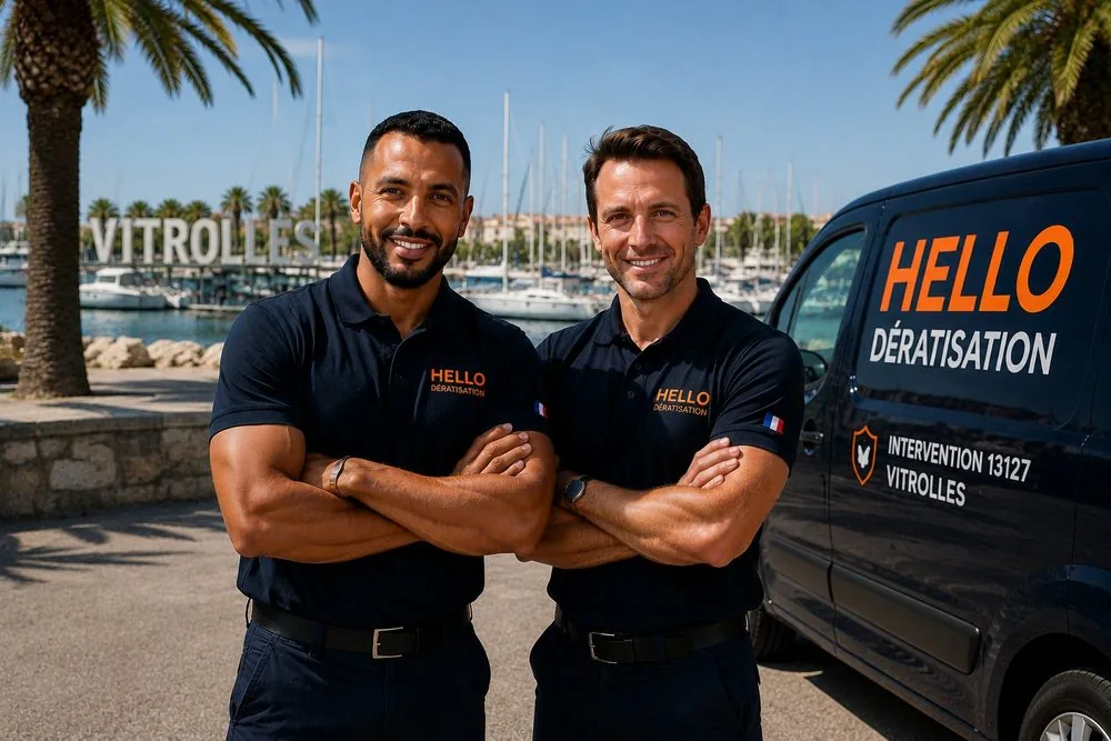 Medhi et Julien, fondateurs de Hello Dératisation, à Vitrolles — dératisation et nuisibles dans les zones d'activité, au vieux village et dans les quartiers résidentiels (13127)