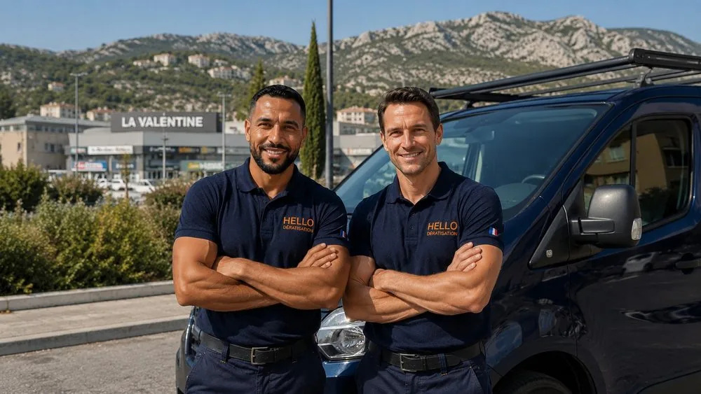 Medhi et Julien, fondateurs de Hello Dératisation, dans le 11e arrondissement de Marseille — dératisation et nuisibles à La Valentine, Saint-Marcel et La Pomme (13011)