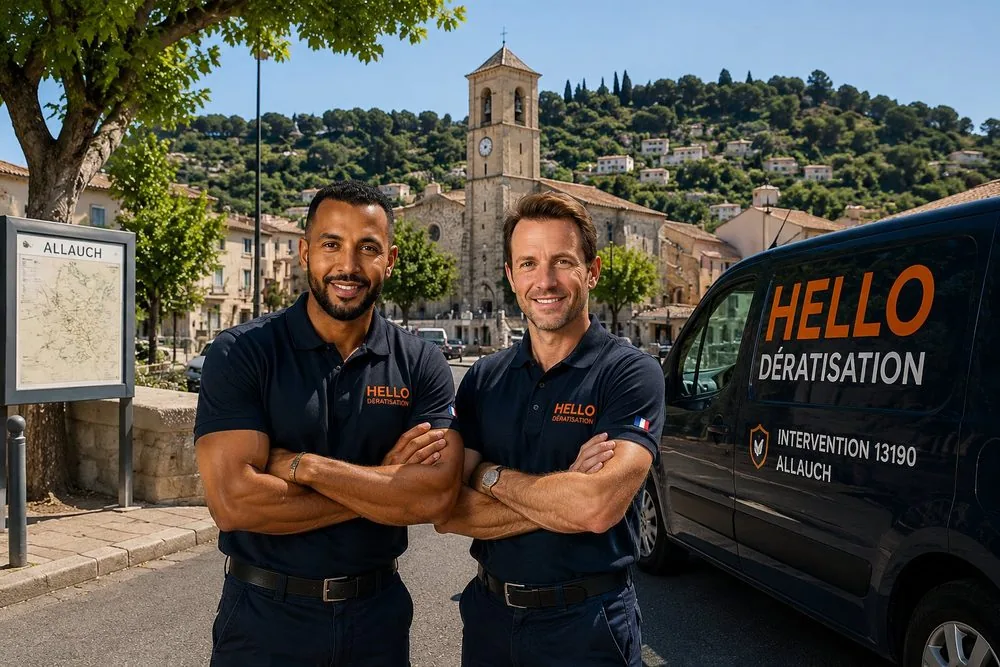 Medhi et Julien, fondateurs de Hello Dératisation, à Allauch — dératisation et nuisibles au Village, au Logis-Neuf et dans les collines du Garlaban (13190)