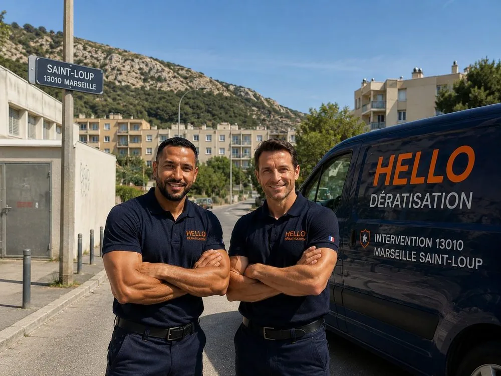 Medhi et Julien, fondateurs de Hello Dératisation, dans le 10e arrondissement de Marseille — dératisation et nuisibles à Saint-Loup, La Capelette et Pont-de-Vivaux (13010)
