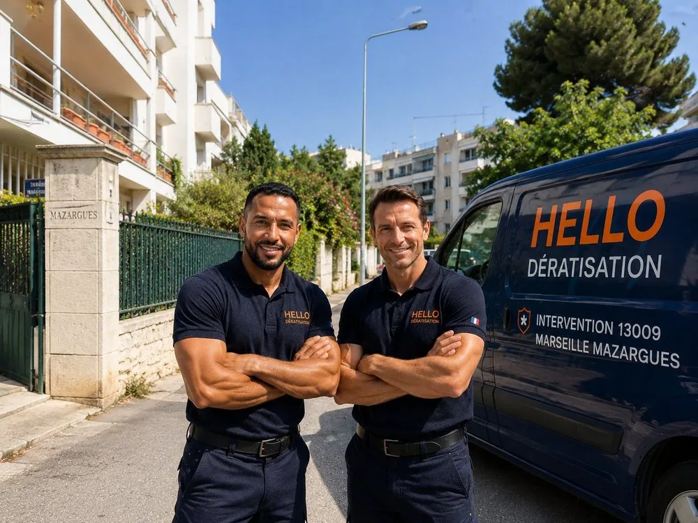 Medhi et Julien, fondateurs de Hello Dératisation, dans le 9e arrondissement de Marseille — dératisation et nuisibles à Mazargues, Sainte-Marguerite et aux portes des Calanques (13009)